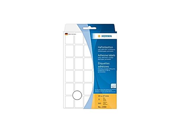 Etikett HERMA manuell 19x27mm hvit (960) 